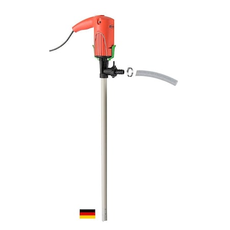 Flux Drum Pump, Polypropylene, 27" Long, Motor, 120V, 60Hz, 1ph, 230 Watts Power, 6 ft PVC Hose 24-ZORO0048